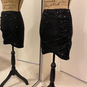 Windsor Black Sequin Mini Skirt